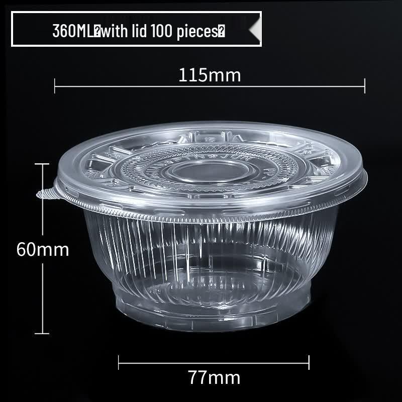 Disposable 360ml Food Bowls with Lids (100 Count)