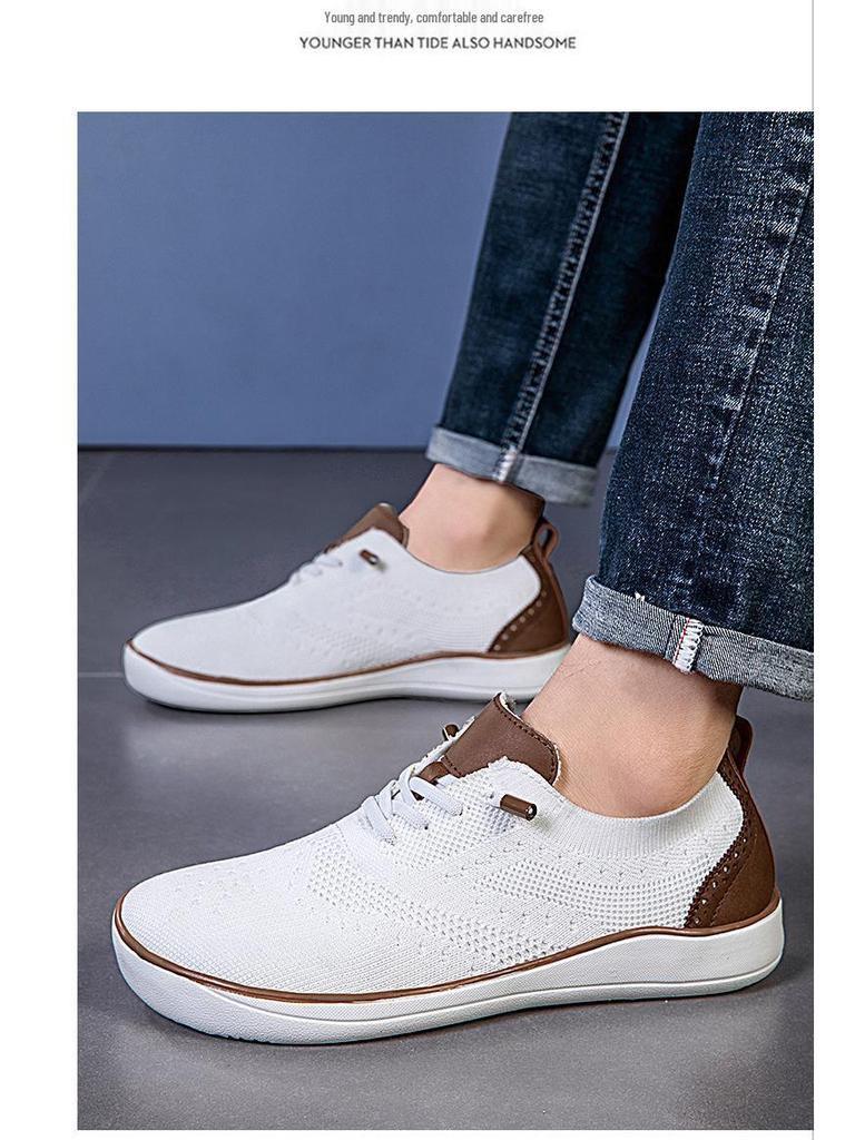 Men's Cross-Border Slip-On Shoes: Breathable Mesh Fly-Knit, Lightweight, Super Soft, Sizes 46-48 for Summer