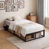 12 Slats Metal Platform Bed Frame, 3ft Single Bed Frame with Storage Bag and Anti-Slip Pads, Black