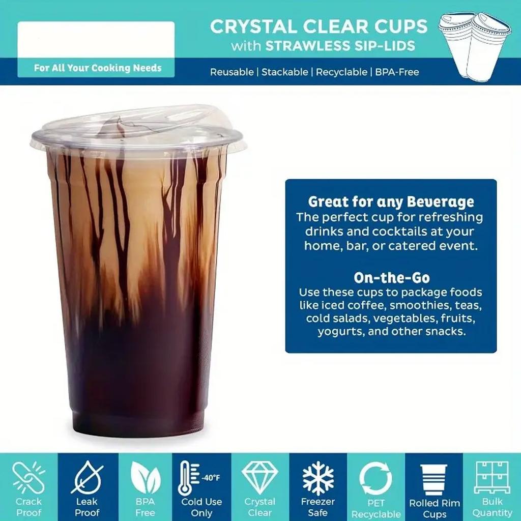 10pcs Plastic Cup With No Straw Mouth Direct Drinking Transparent Disposable Coffee Cup Suitable For Smoothies Cold Drinks Milk