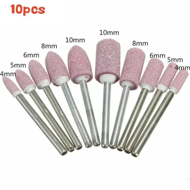 10Pc 4-10Mm Polishing Head Wheel Head Abrasive Mounted Stone Grinding Sanding Bits Shank Dremel Rotary Power Working Tools