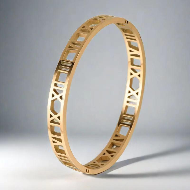 Women's Titanium Steel Bracelet with Inlaid Diamonds - Elegant Starry Design, Non-Fading, INS Style, High-End Full Diamond Bangle.