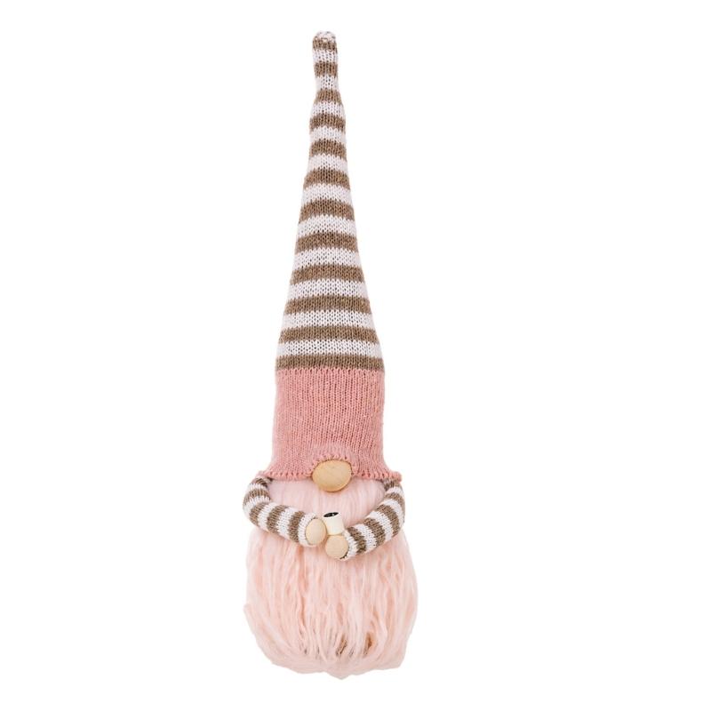 

Striped Hat Figurine Plush Desk Decoration Soft Gnomes Doll Holding Coffee Cup Christmas Festives Room Adornment розовый