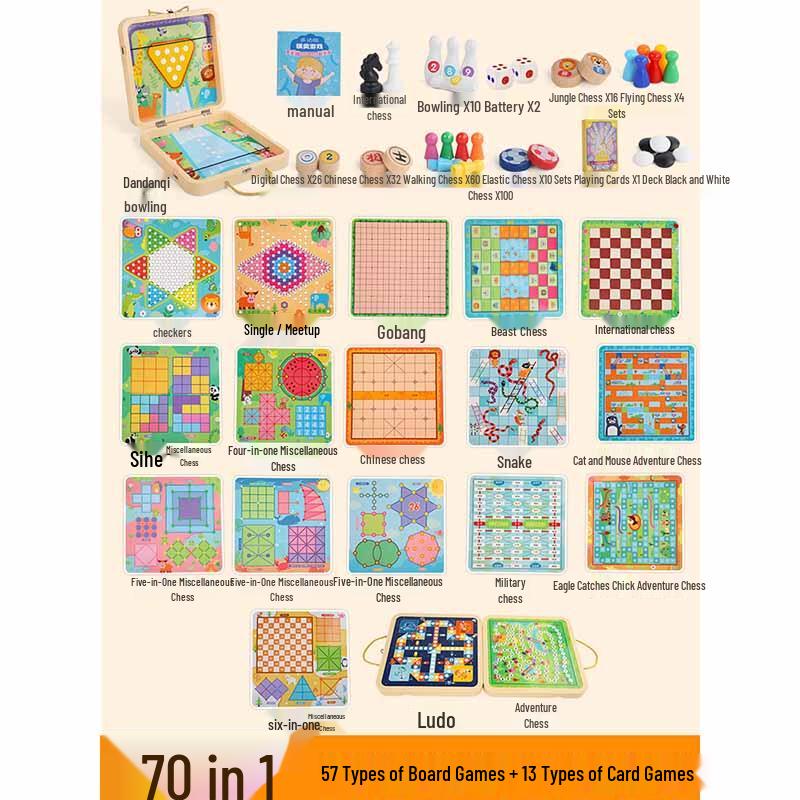 

Bai Zi En 70-in-1 Kids Board Game Collection
