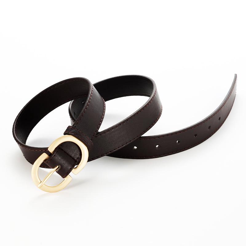 Dámský jednoduchý všestranný kožený pásek s kovovou přezkou—Korejský ležérní styl Pásek na džíny
