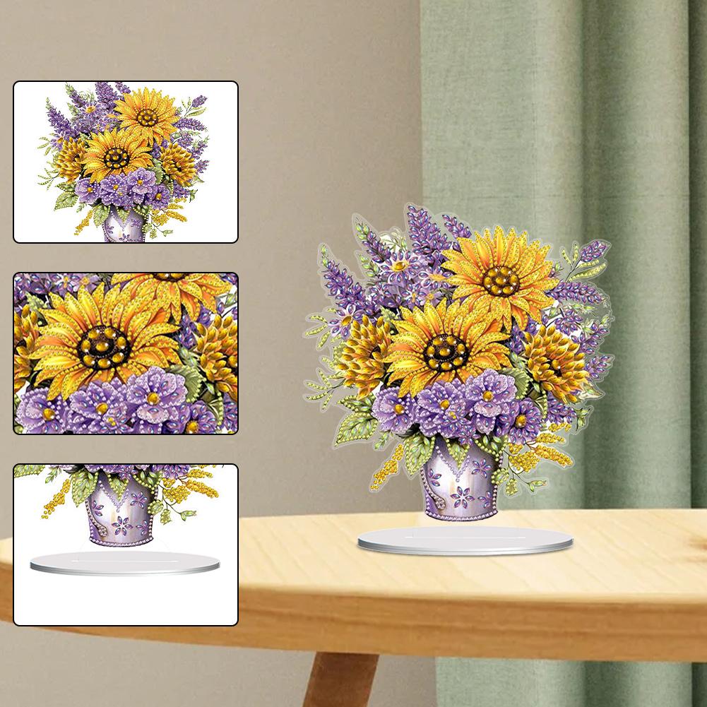 2D Flat Print Flower DIY Diamond Painting Tabletop Ornaments Kit Diamond Painting Desktop Ornaments Kit Bedroom Table Decoration