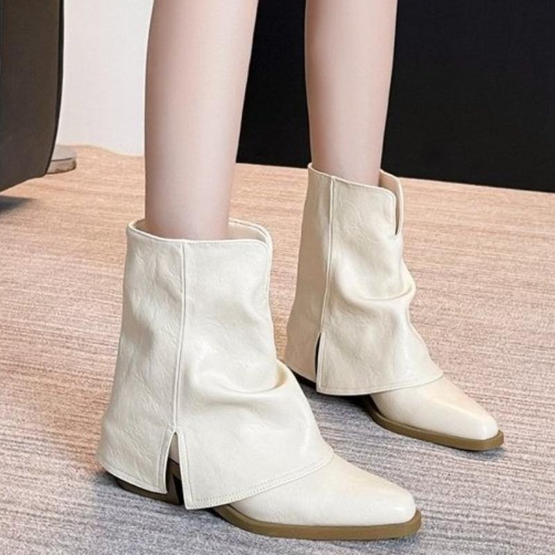 

Fashion Women Ankle Boots Elegant Pointed Toe Chunky Shoes Designer 2025 Winter New Chelsea Fashion Boots Dress Party Woman Pumps Botas 34 белый