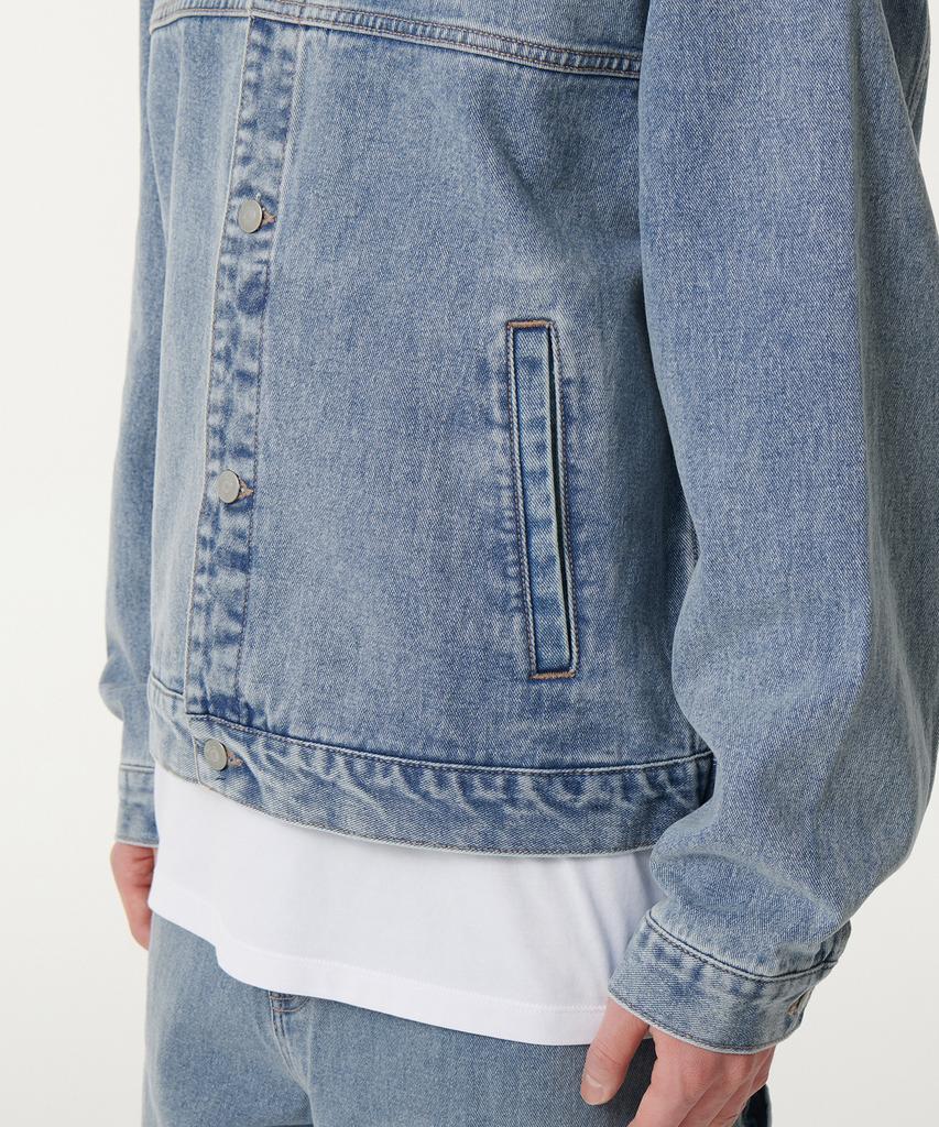 Musinsa Standard Relaxed Stand Collar Denim Trucker Jacket [Light Indigo]