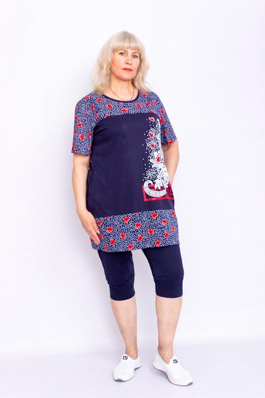 Set – Women's Cotton Tunic & Capri Pants, Breathable Homewear, Summer, 8056-005-33 HC