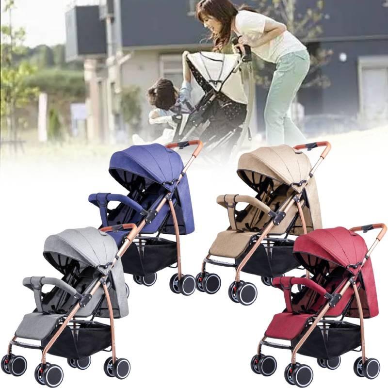 Wheeled Four Baby Stroller Lightweight Foldable Convertible Seat Outdoor Tools
