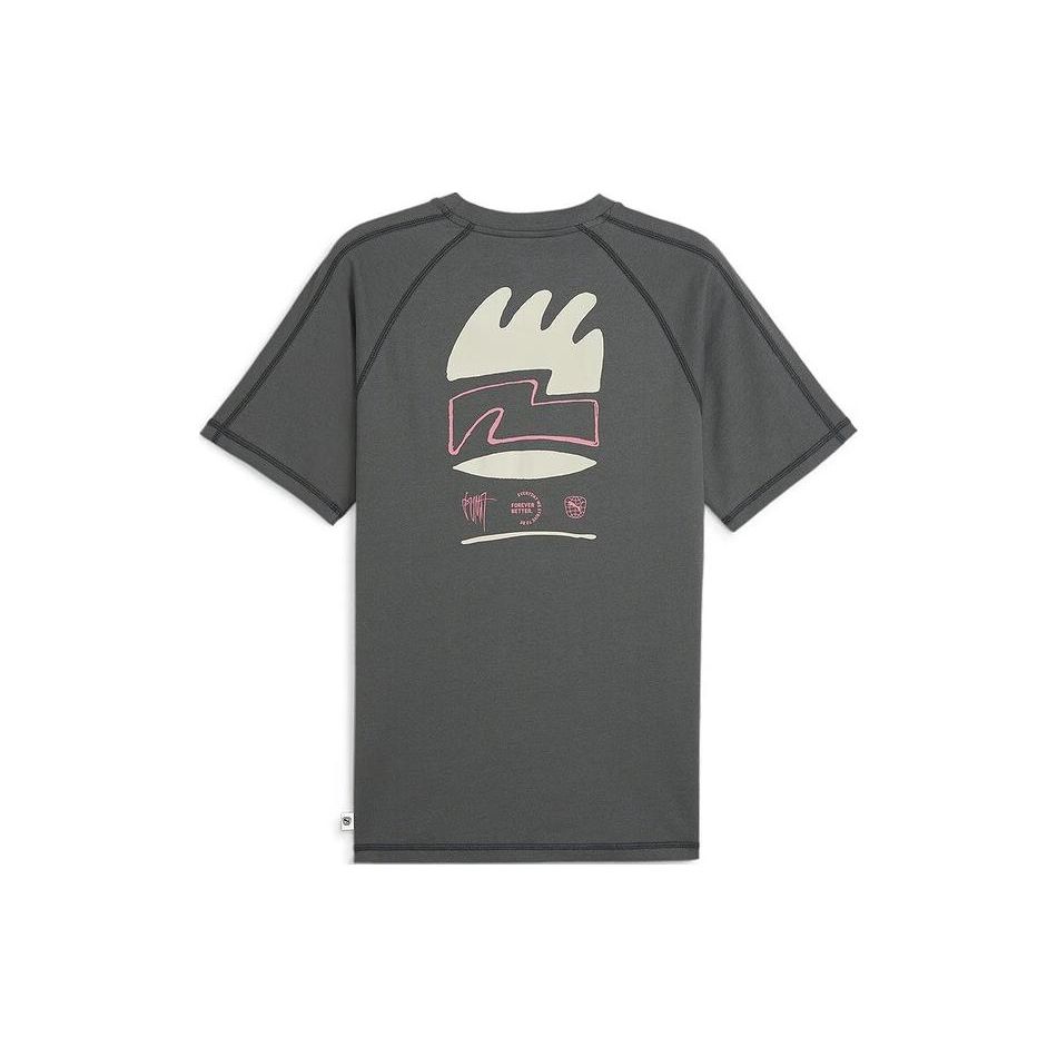 Puma Solid Color Round Neck Casual Short Sleeve Drop Shoulder T-Shirt Men T-Shirts Black 626098-80