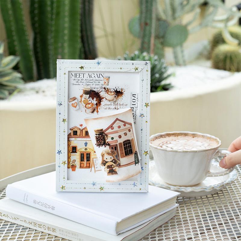 Coffee Scenery Die-Cut PET Sticker Book - Beautiful Day Little Party Series, 12 Sheets