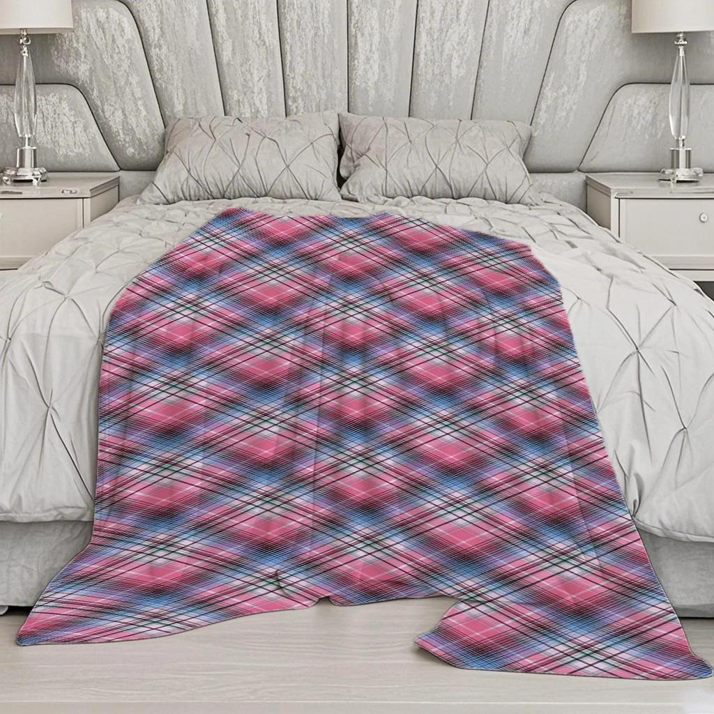 Plaid Pattern Blanket Microfiber Flannel Cover Blanket Bedroom Living Room Sofa Soft And Comfortable Home Decoration