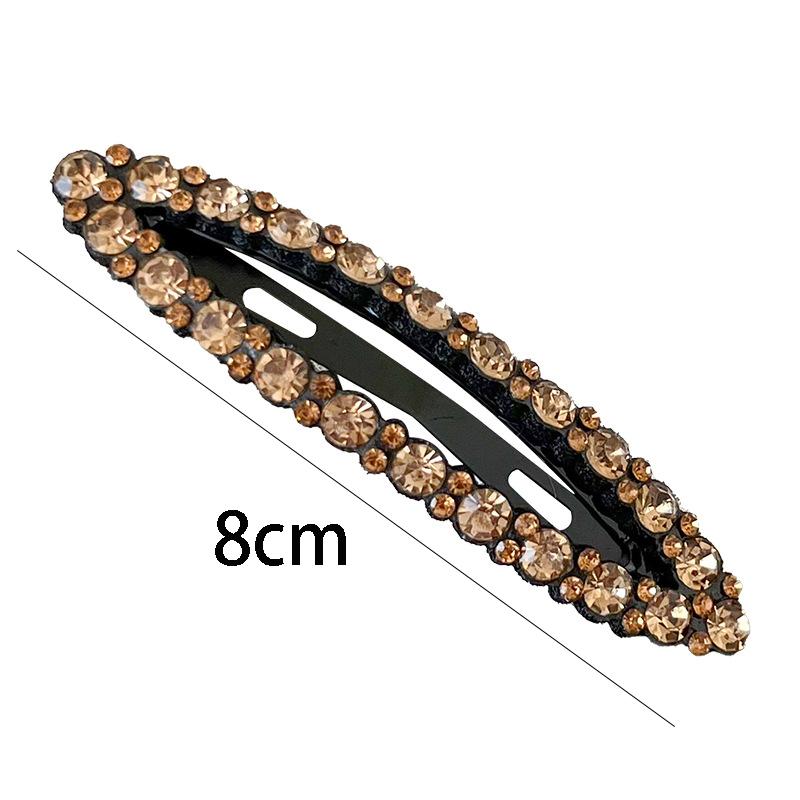 2pcs/set Rhinestone Hair Clips Long Barrettes Colorful Crystal Oval Geometric Side Pins Bling Hairpin Women Hair Accessories