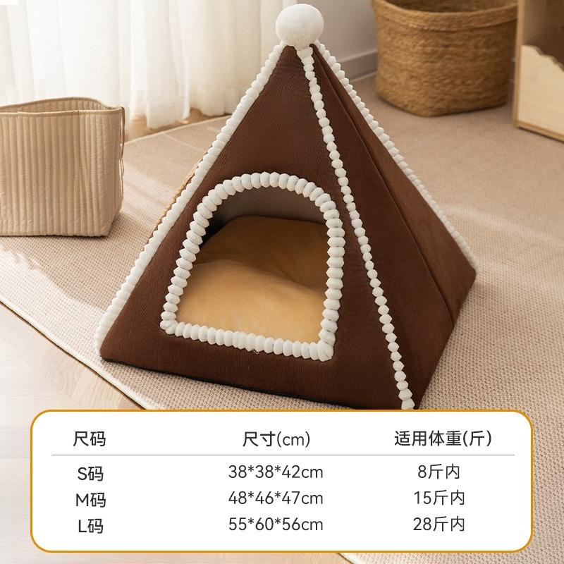 

Christmas Pet House Foldable Winter Warm Cat Tent Closed Hooded Cat Bed Holiday Gift Plush Nest for Cats Dogs