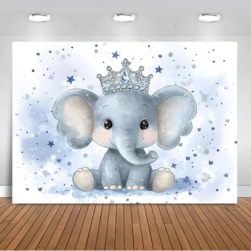 Cartoon Elephant Flower Photography Backdrop Kids Birthday Party Decor Background Baby Shower Supplies Newborn Photo Shoot Props