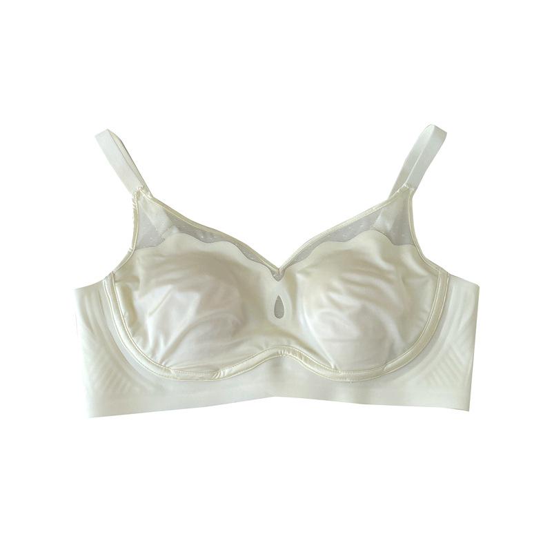 "Elegant French Satin Mesh Bra - Light, Anti-Sag, Wire-Free Design for All Sizes"