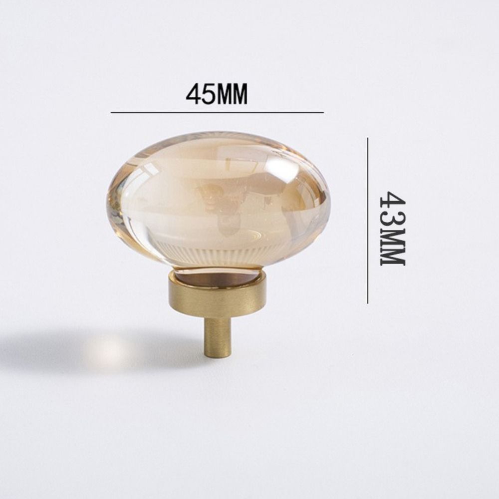 Gold Base Kitchen Cabinet Knobs Champagne / Transparent Wardrobe Handles Cabinet Door