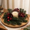 Christmas Holly Berry Mini Wreath Decor Candle Holder Table Centerpiece Natural Style Plastic Floral Arrangement