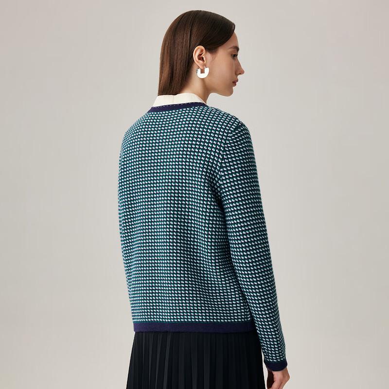 Zhaojun Women's Jacquard Wool Cardigan Sweater