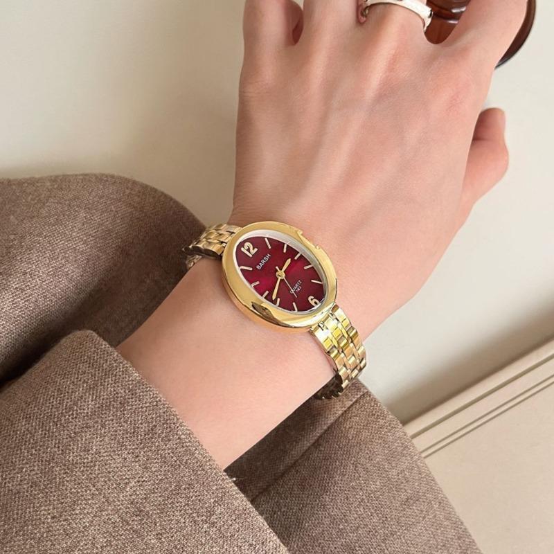 Oval Dial Watches for Women Luxury Gift Quartz Watches Fashion Stainless Steels Strap Wristwatch Dress Clock Relojes Para Mujer