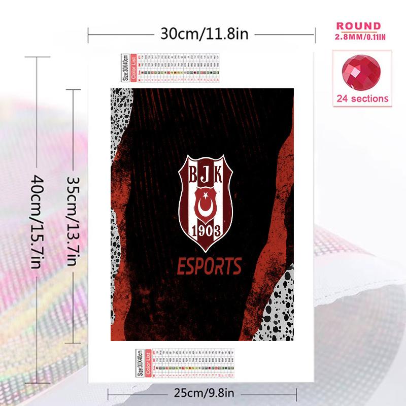 Besiktas J.K 100% Round Full Drill 5D DIY Diamond Painting Embroidery Cross Stitch Rhinestone Décor