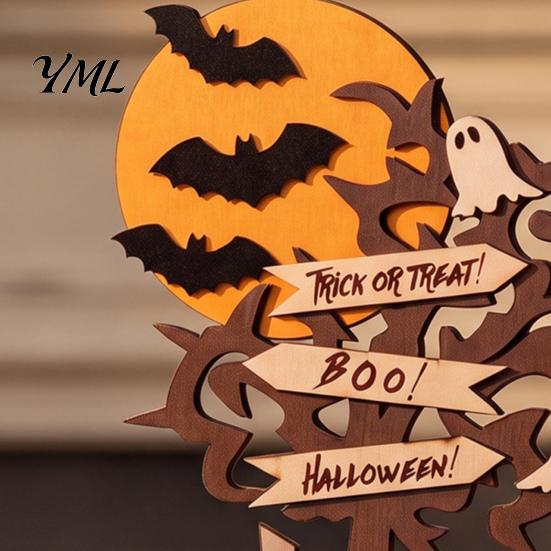 Halloween Table Decorations Moon Bat Ghost And Dead Tree Tabletop Ornament, Indoor Holiday Decorative Ornaments Centerpiece for Home Desktop