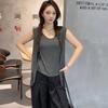 M to 6XL Plu size Women's Faux 2 Piece Tank Top with Cardigan Layered Look Open Front Sleeveless Vest Summer Modal Slim Fit Streetwear Camisole