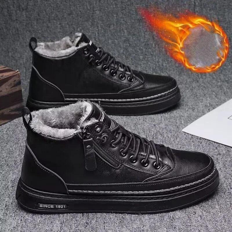 2024 New Men's Winter Warm Cotton Shoes Classic Fashion Retro Plush Comfortable Anti Slip Snow Boots Outdoor Casual Shoes