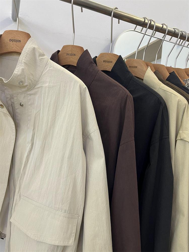 Spring 2025 Women's Loose Casual Chic Stand-Up Collar Jacket - Hong Kong Style