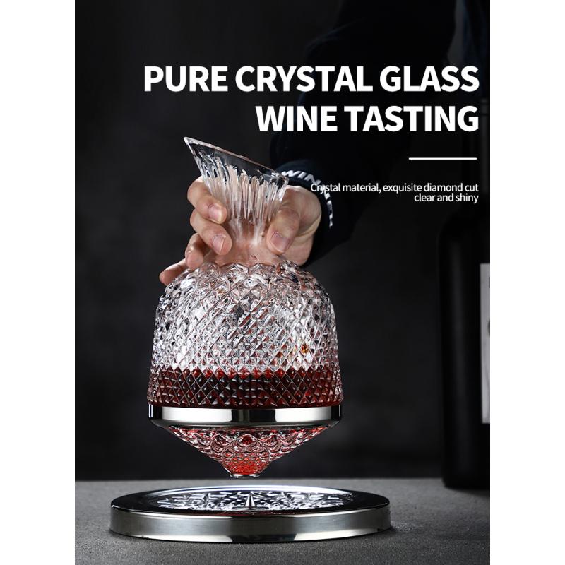 High Grade Crystal Glass 360 Rotating Decanter Tumbler 1500ml Decanter Wine Dispenser Aerator Mirror Jug Gift Bar Decoration