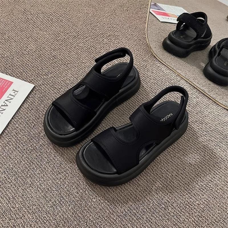 Chaussures Velcro à semelles épaisses Chaussures à une épaule Nouvelle Sandale pour femmes Plage Sport Cool Pantoufles