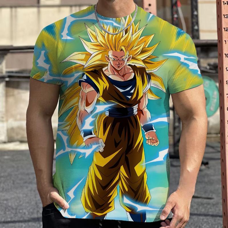 2026 Summer Dragon Ball Retro Fitness T-shirt Men's Oversized 3D Printed Short-sleeved