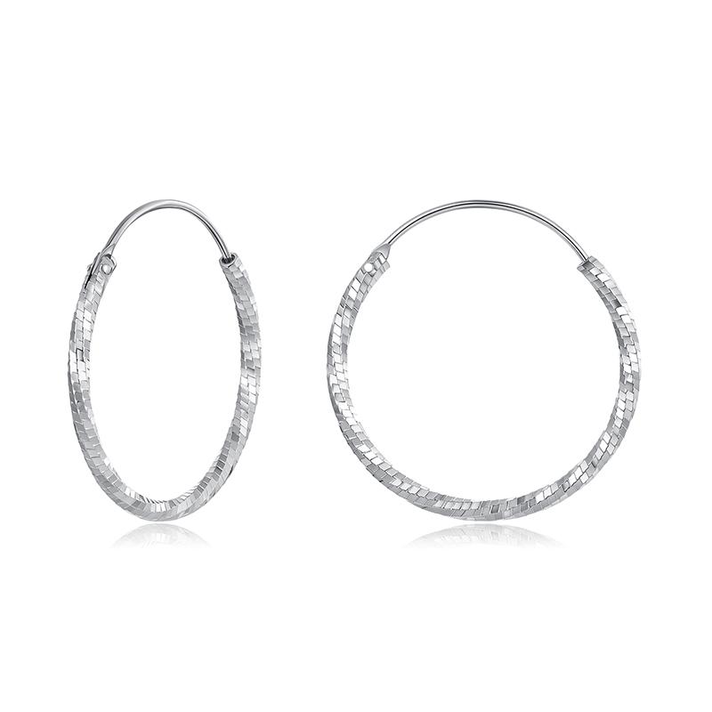 WOSTU Real 925 Sterling Silver Wedding Big Simple Circle Hoop Earrings For Women Multi Size Shiny Ear Hoops Loop Party Jewelry