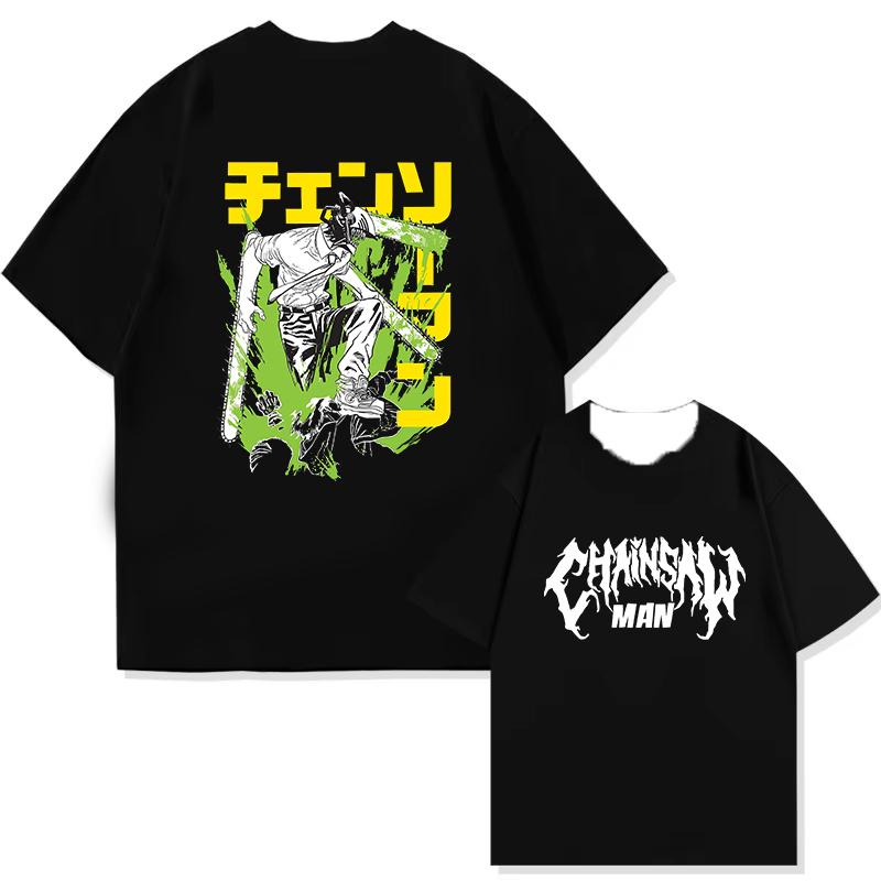 Anime Chainsaw Man T-Shirt Denji Power Manga Graphic Tee Men Summer Short Casual Japanese Cartoon Streetwear T-shirt Comfortable
