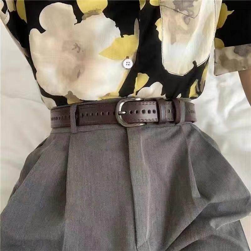 Elegant Full Womens Hole Pu Waist Belt With Stylish Square Buckle For Daily Wear