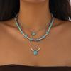 SHIXIN Set da 3 Pezzi Collana con Ciondolo Pietra Blu Vintage per Donna Catena di Perline Bohémien Choker Gioielli Quotidiani Accessori Y2K Collare