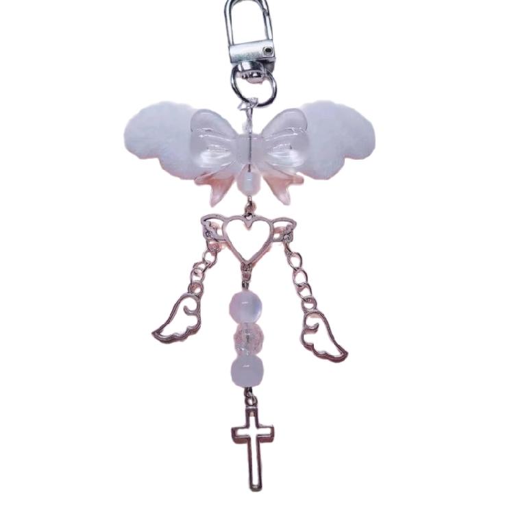 Elegant Winged Beaded Phone Chain Charm Beaded Phone Pendant for Women and Girls
