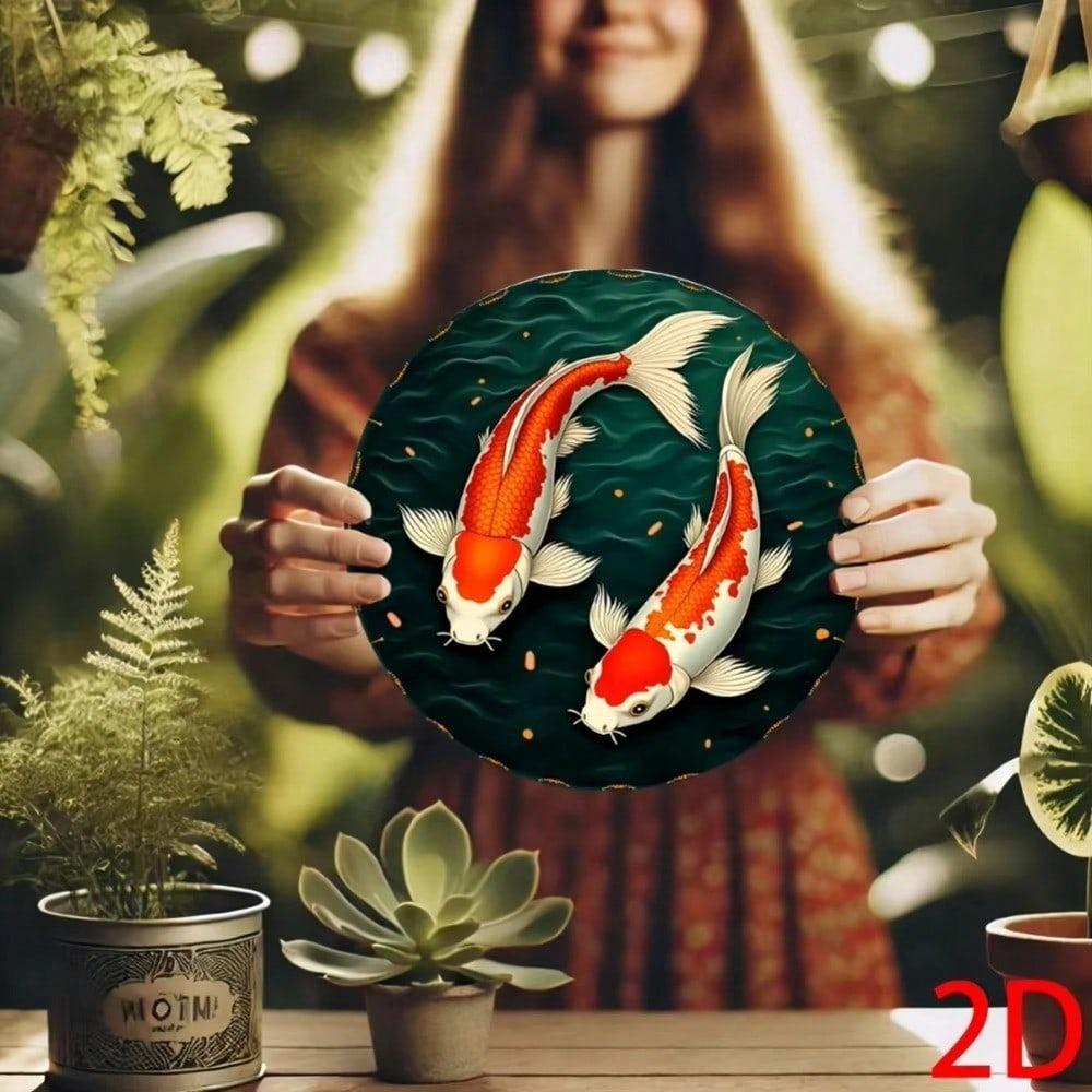 Vintage Metal Wall Art Asian Style Round Home Decor Living Room Bedroom Office