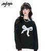 MJ Style Women's Bow Print Round Neck Sweatshirt