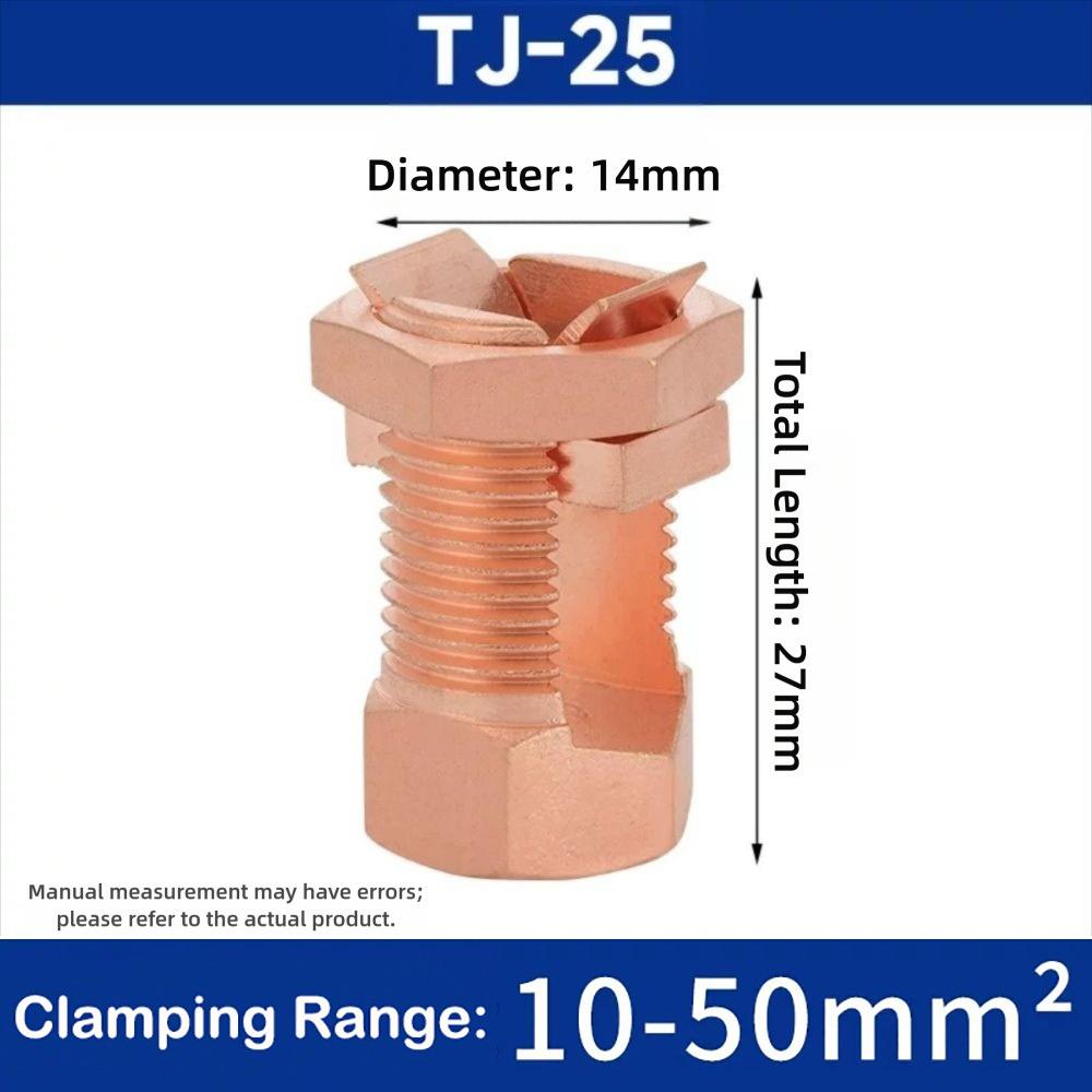 New TJ Series Split Bolt Connector Sturdy Durable Copper Split Bolt Screw Terminal