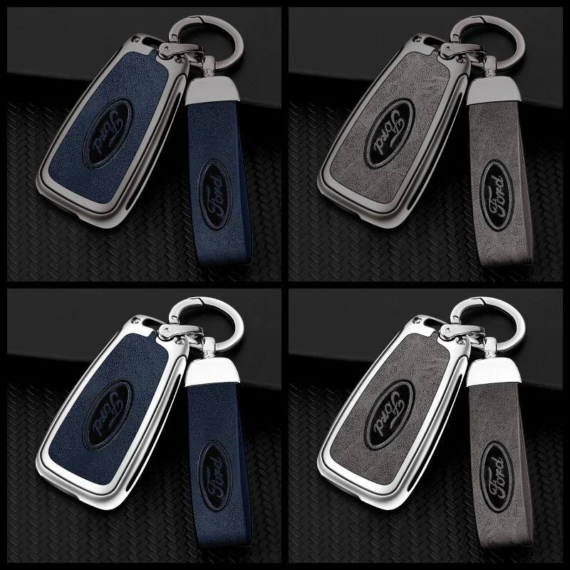 Car Sticker New 2025 Hot Car Metal Leather Key Shell Case Ford Ranger C-Max S-Max Focus 2 3 MK3 Galaxy Mondeo Transit Tourneo Ec