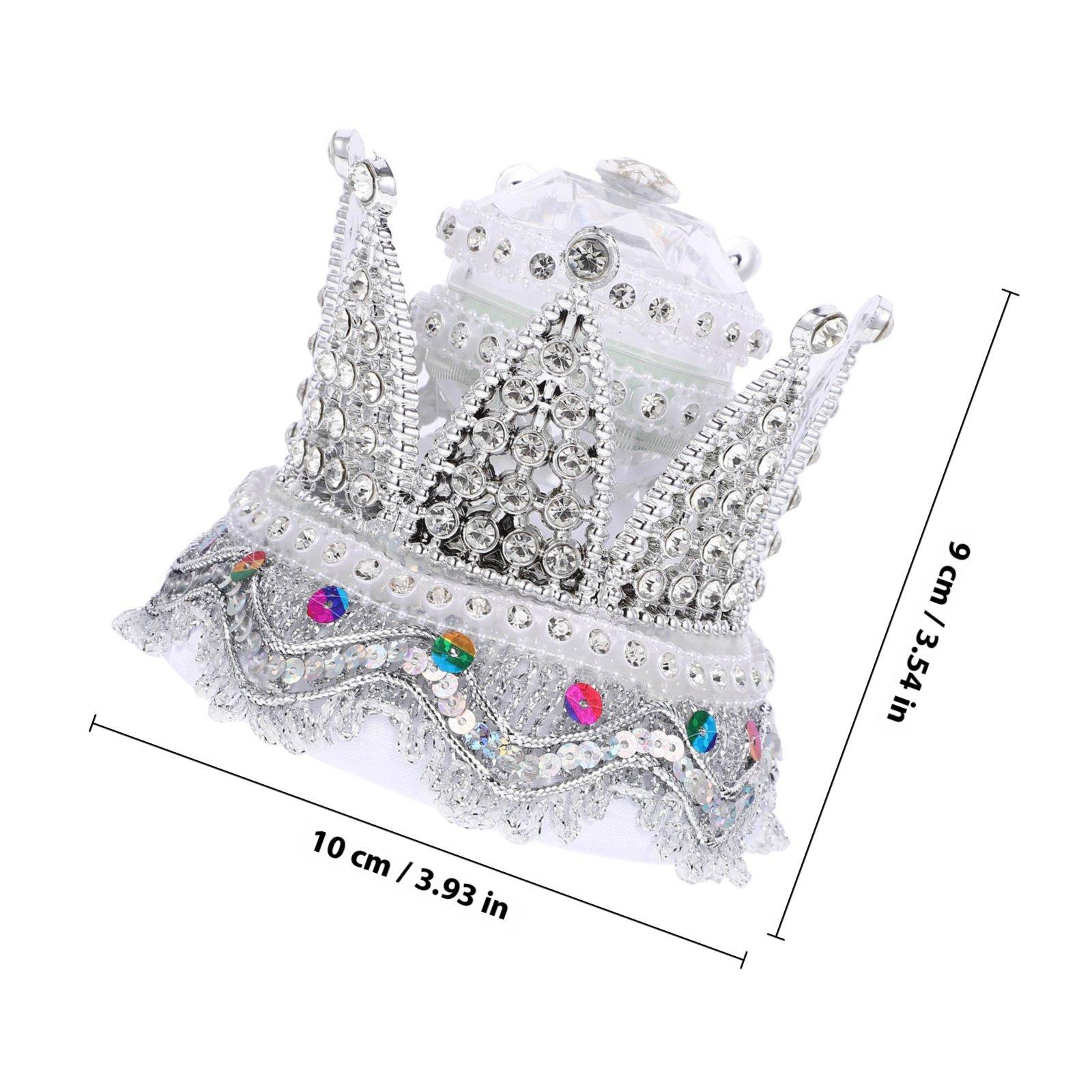 

Crown Shaped Rhinestone Inlaid Wedding Ring Box Luxury Portable Compact Lightweight Ring Case for Engagement Proposal Ceremony срібний
