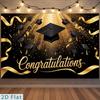 Tapiserie Fundal Confetti Pălărie de Absolvire Felicitări Aur Negru 2D