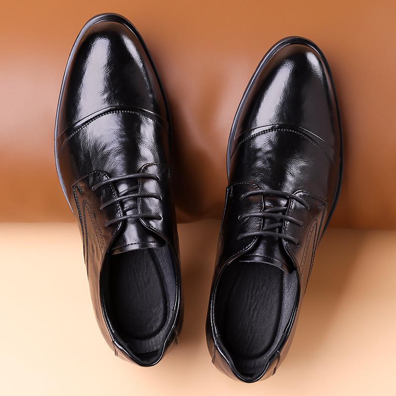 Fashion Spring Autumn New Designer Men's Dress Shoes Solid Color Fashion Casual Cow Leather Wedding Shoes Male Lace Up Loafers Male