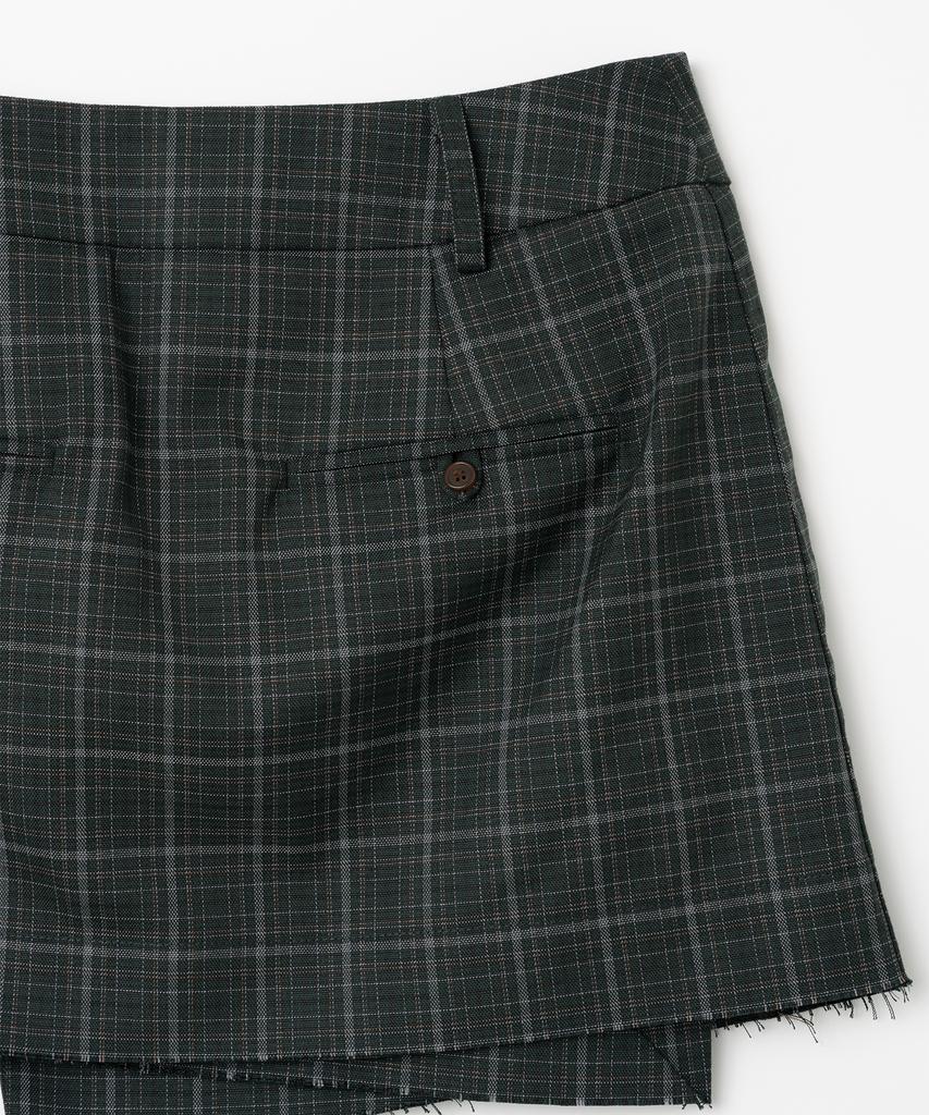 Milo Woman Slash Wrap Mini Skirt [Deep Green]