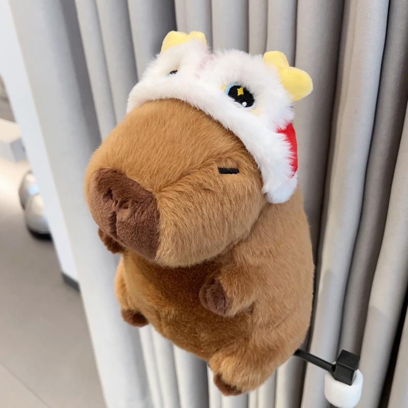 Capybara Lion Dance Hat Style Plush Toy - Cute Capybara Series Doll