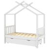VidaXL Cadre de lit enfant avec tiroir blanc pin massif 70x140 cm, cadre de lit en bois pour enfant, lit, lit pour enfant 322148