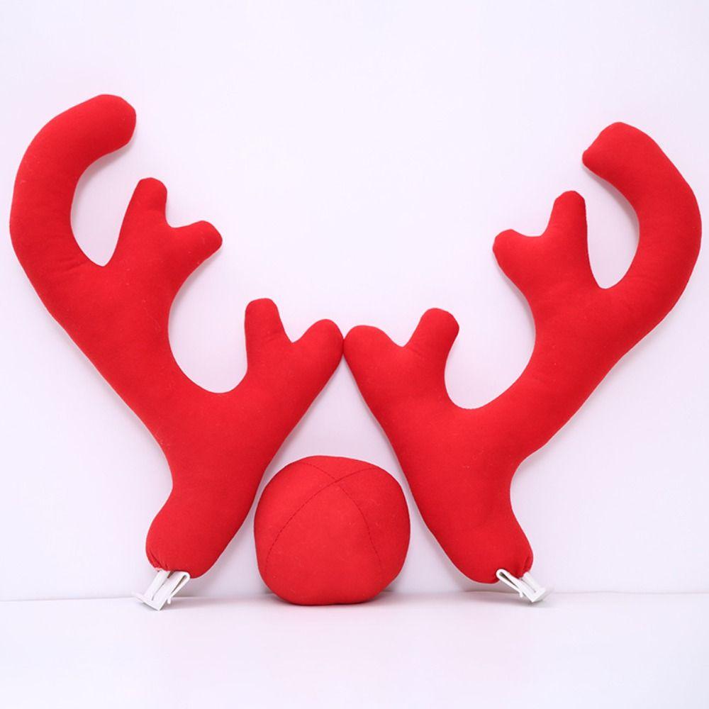 Red Nose Horn Costume Set Christmas Car Decor Rudolf Reindeer Elk Horn Car Decor Ornaments Christmas Ornament Christmas Supplies