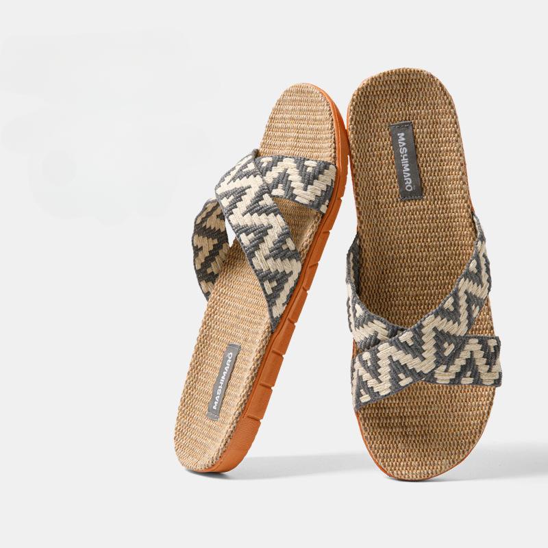 Summer Linen Slippers for Women 36-45 Flat Sandals Lightweight Eva Home Slippers